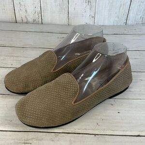 Taupe French Sole New York FSNY Textured Suede Smoking Loafer Flats